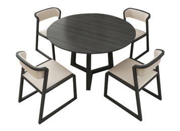 北歐全實(shí)木圓形餐桌椅組合