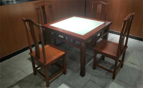 中餐廳中式餐桌椅_湘菜川菜館實木復(fù)古桌椅（方形桌）